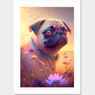 Pug Dog Animal Portrait Painting Pet Character Posters and Art